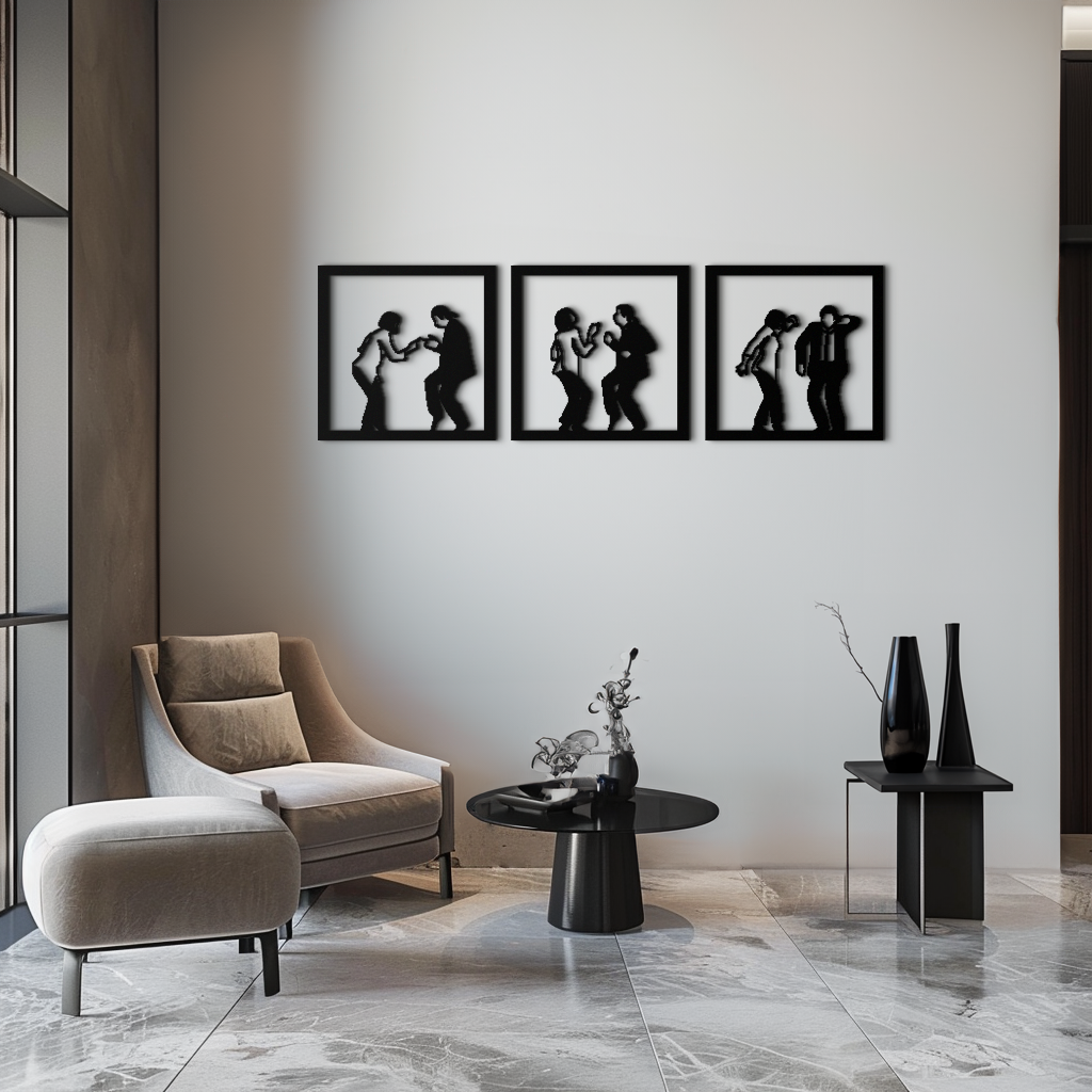Dancing Silhouettes Metal Wall Art - Modern Minimalist Couple Wall Decor - KAF157 by Enova Art