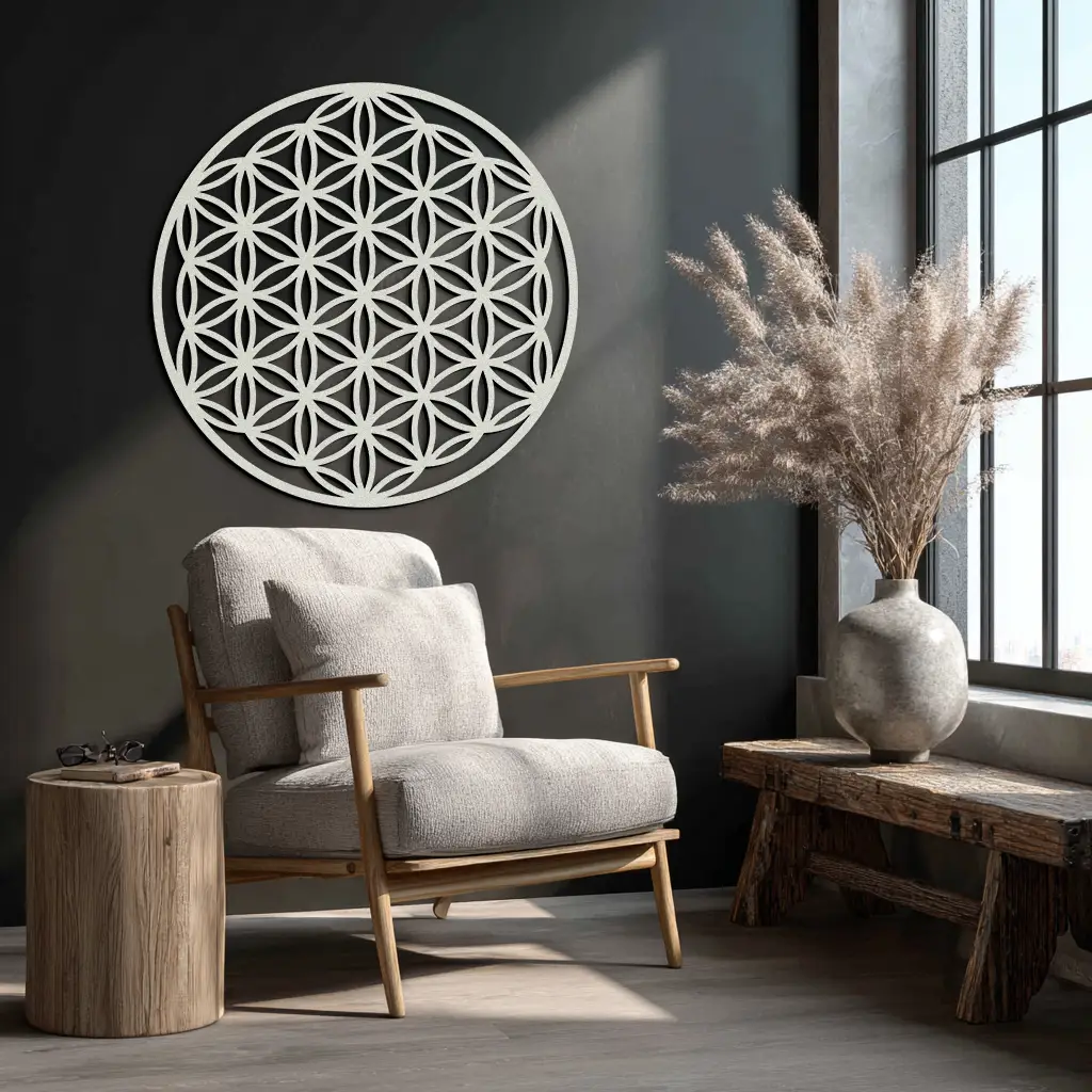 Sacred Geometry Metal Wall Art - Flower of Life Design - KAF158 by Enova Art