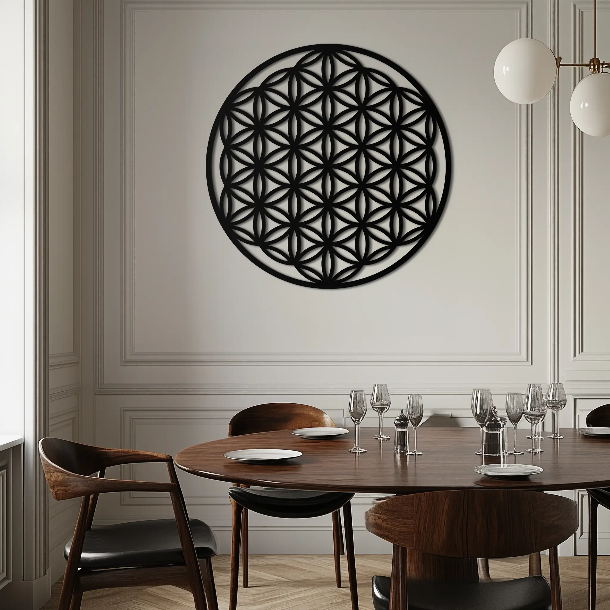Sacred Geometry Metal Wall Art - Flower of Life Design - KAF158 by Enova Art