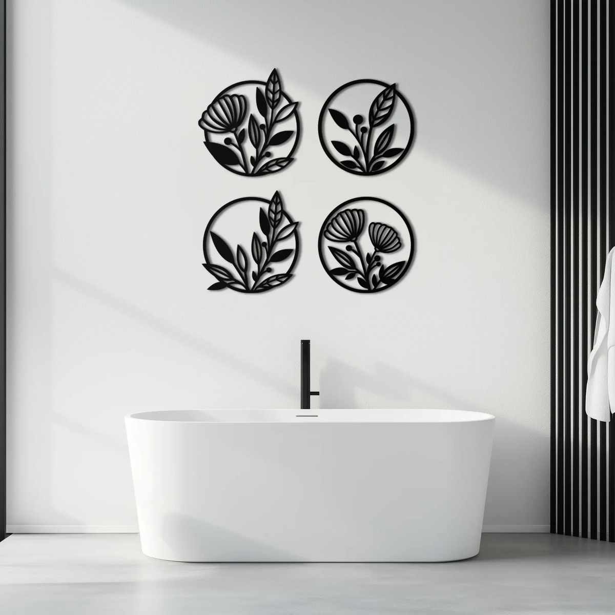 Floral Botanical Metal Wall Art - Nature-Inspired Circle Wall Decor - KAF160 by Enova Art