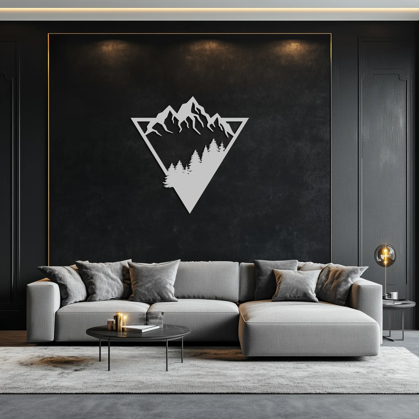 Mountain Forest Metal Wall Art - Geometric Nature Decor- KAF161 by Enova Art