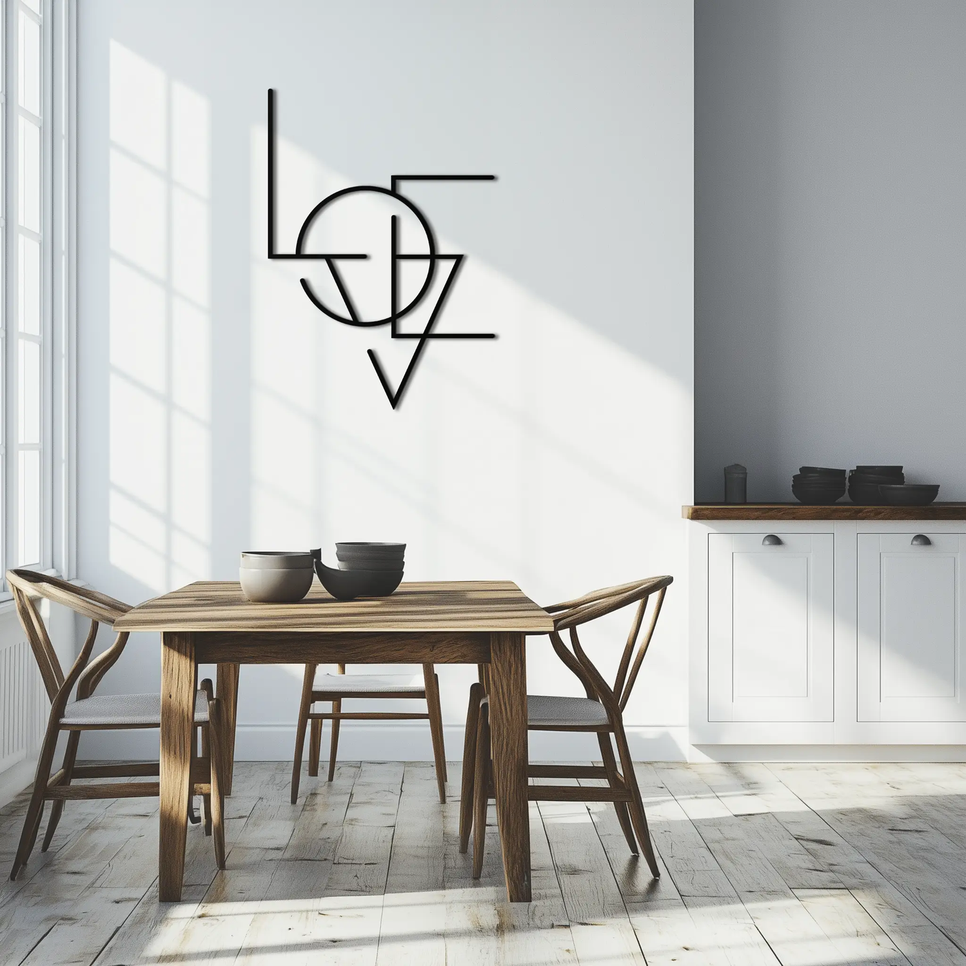 Geometric LOVE Metal Wall Art - Modern Minimalist Wall Decor- KAF162 by Enova Art