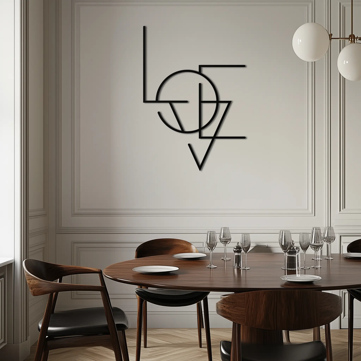Geometric LOVE Metal Wall Art - Modern Minimalist Wall Decor- KAF162 by Enova Art