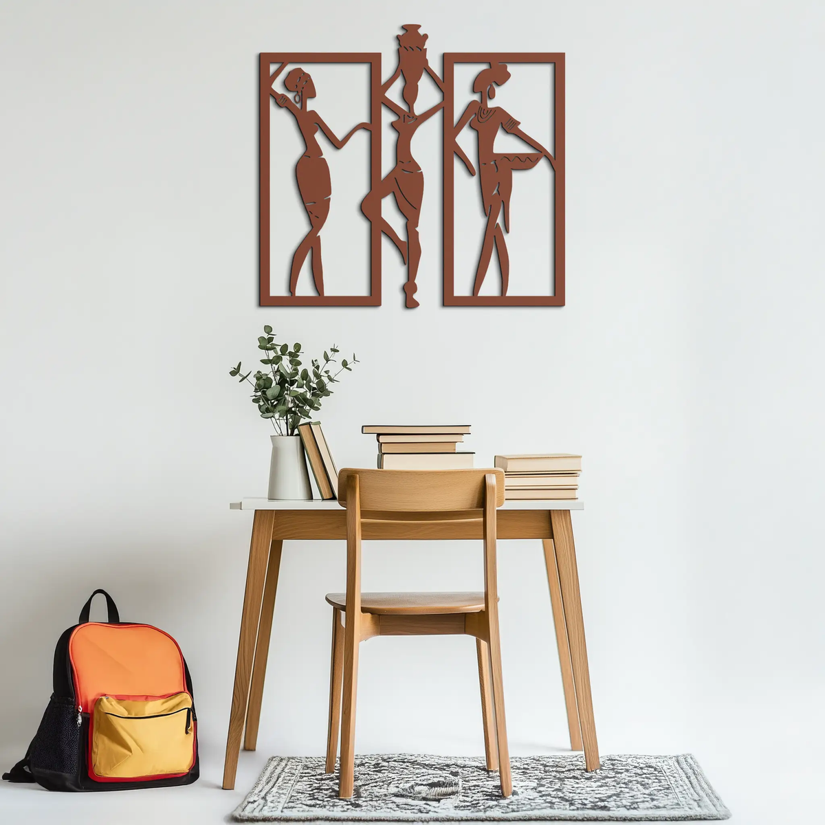 African Women Metal Wall Art - Elegant Tribal Wall Decor- KAF163 by Enova Art
