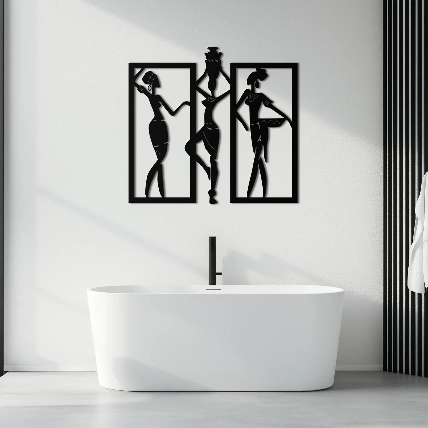 African Women Metal Wall Art - Elegant Tribal Wall Decor- KAF163 by Enova Art