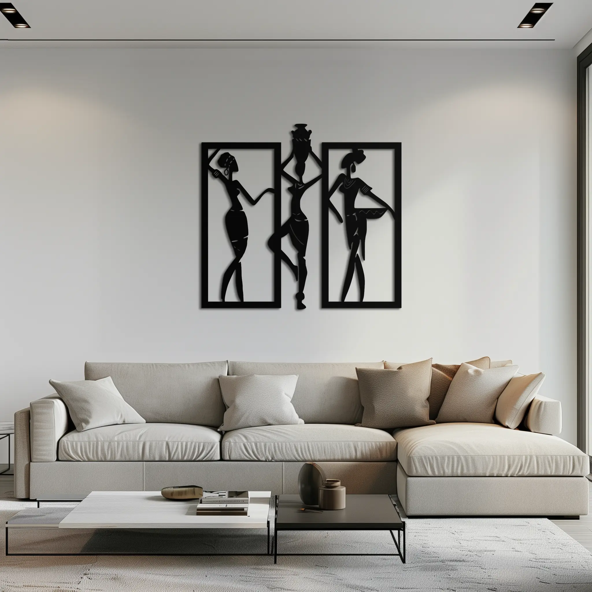 African Women Metal Wall Art - Elegant Tribal Wall Decor- KAF163 by Enova Art
