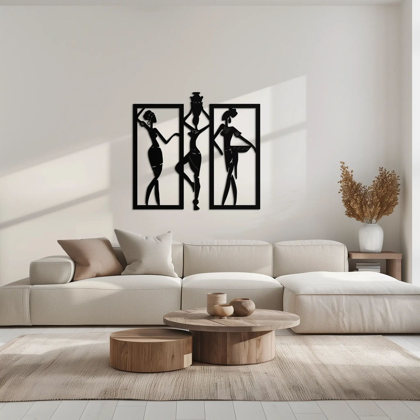 African Women Metal Wall Art - Elegant Tribal Wall Decor- KAF163 by Enova Art