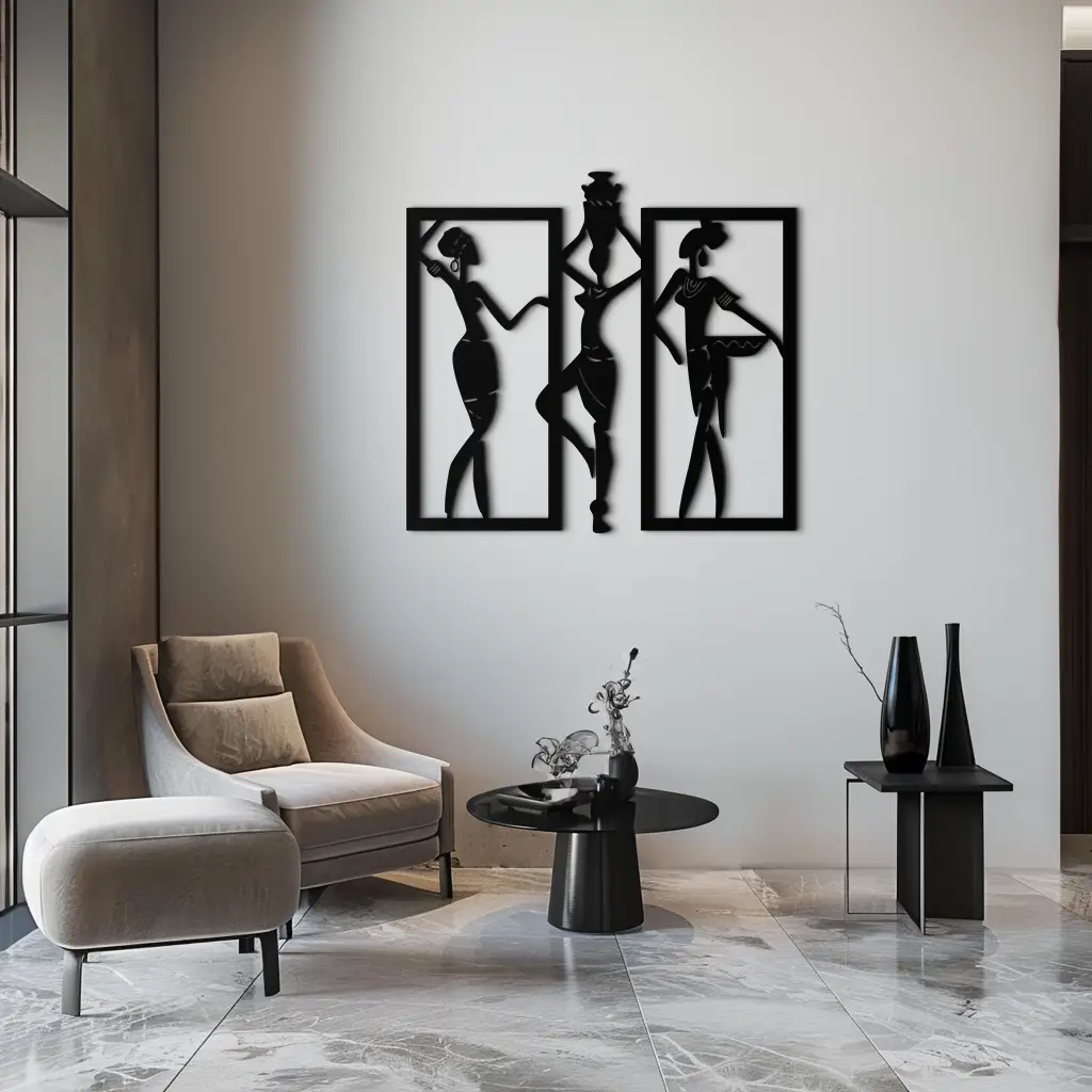 African Women Metal Wall Art - Elegant Tribal Wall Decor- KAF163 by Enova Art