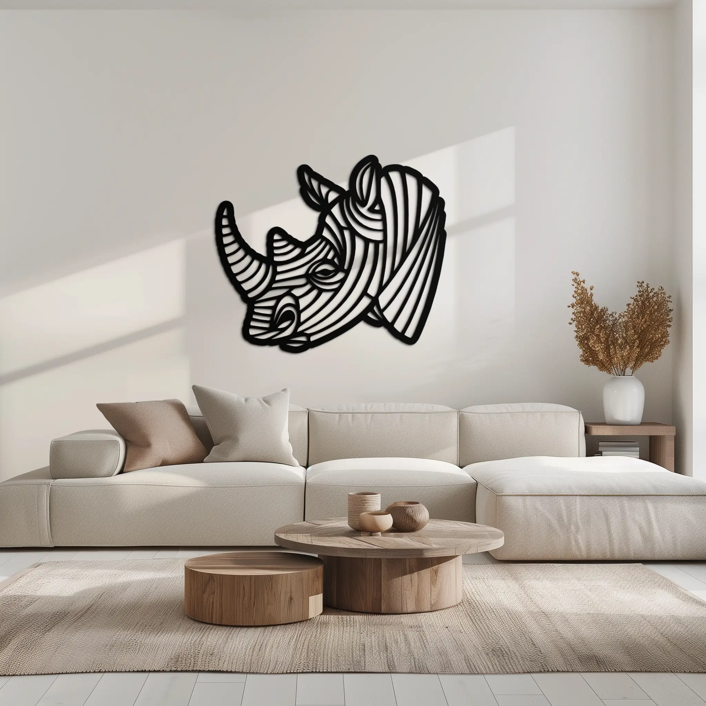 Geometric Rhino Metal Wall Art - Modern Wildlife Decor- KAF164 by Enova Art