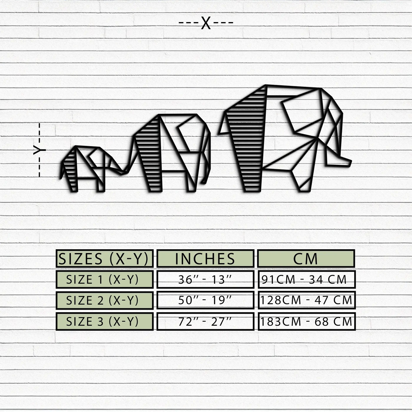 Geometric Elephant Family Metal Wall Art - Modern Minimalist Decor- KAF166 by Enova Art
