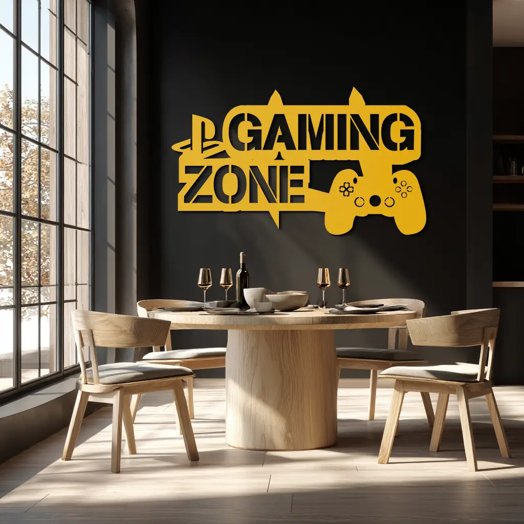 Gaming Zone Metal Wall Art - Gamer Room Decor- KAF169 by Enova Art