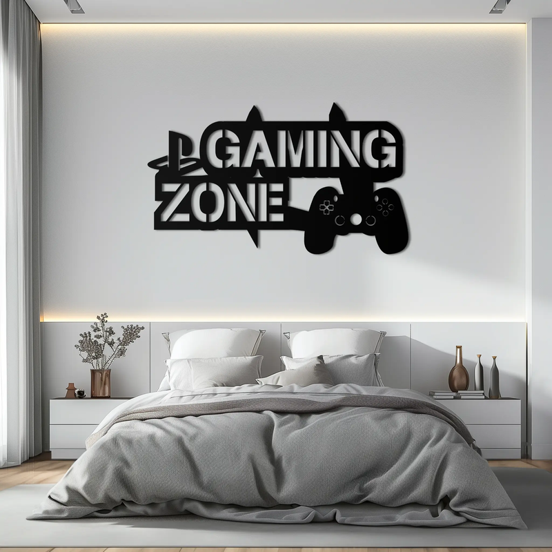 Gaming Zone Metal Wall Art - Gamer Room Decor- KAF169 by Enova Art