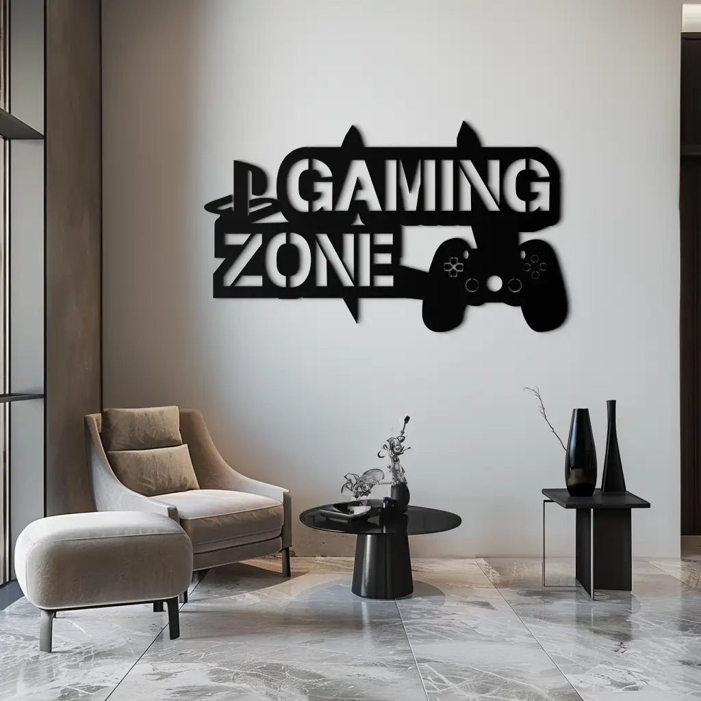 Gaming Zone Metal Wall Art - Gamer Room Decor- KAF169 by Enova Art
