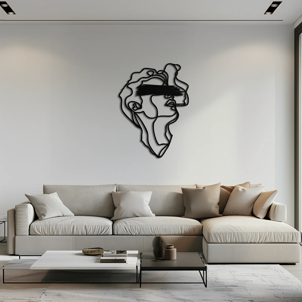 Blindfolded Men Metal Wall Art - Abstract Minimalist Line Art Decor- KAF170 by Enova Art