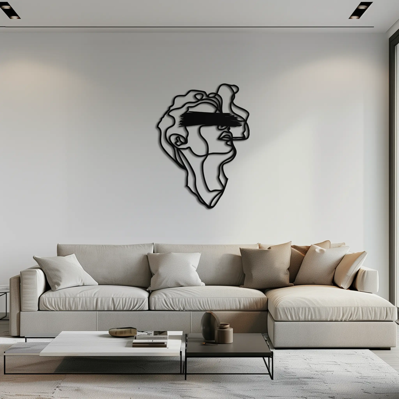 Blindfolded Men Metal Wall Art - Abstract Minimalist Line Art Decor- KAF170 by Enova Art