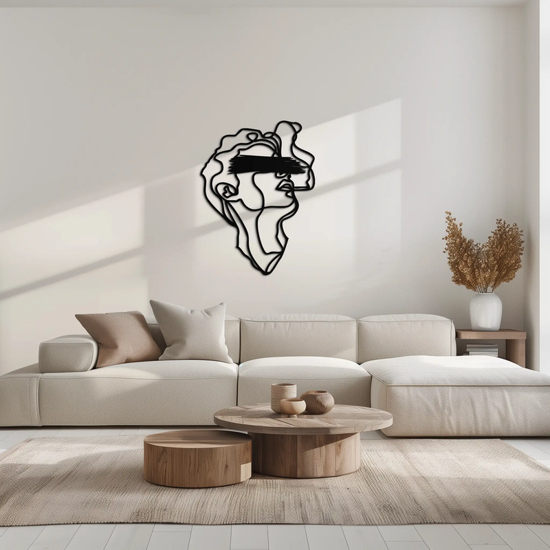 Blindfolded Men Metal Wall Art - Abstract Minimalist Line Art Decor- KAF170 by Enova Art