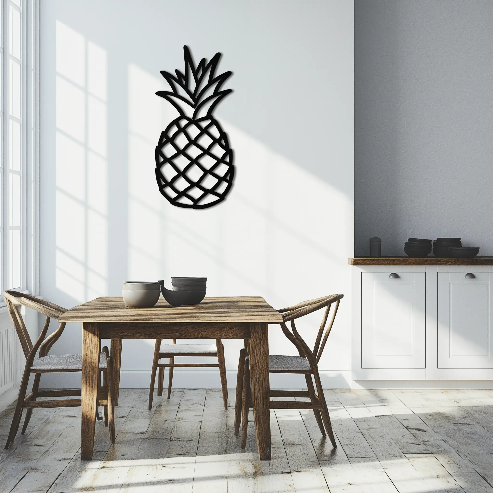 Pineapple Metal Wall Art - Tropical Geometric Home Decor- KAF171 by Enova Art
