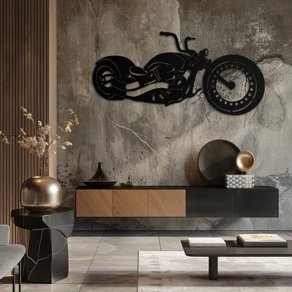 Motorcycle Metal Wall Art - Biker Decor for Garage & Man Cave- KAF172 by Enova Art