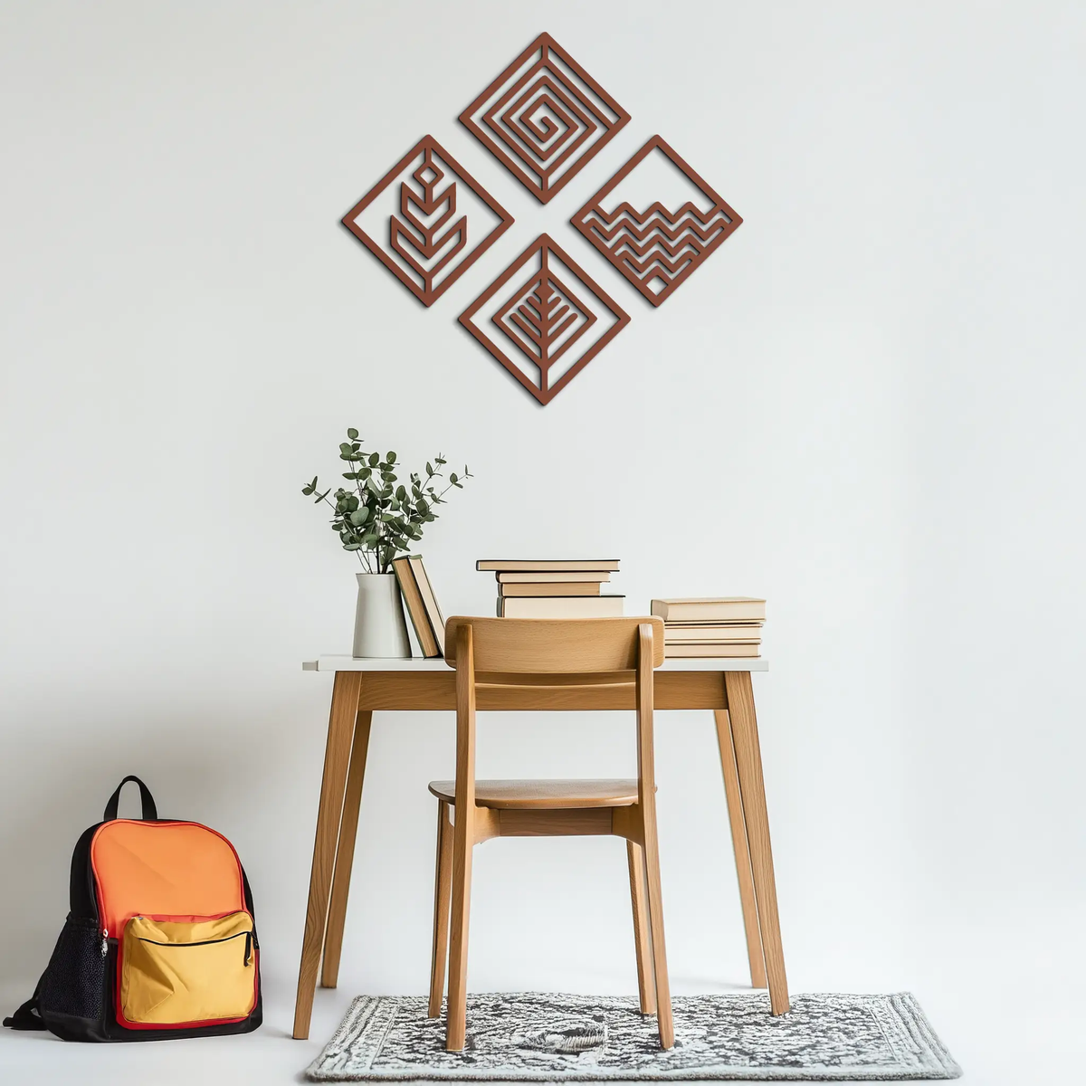 Four Elements Metal Wall Art - Modern Geometric Nature Decor- KAF173 by Enova Art