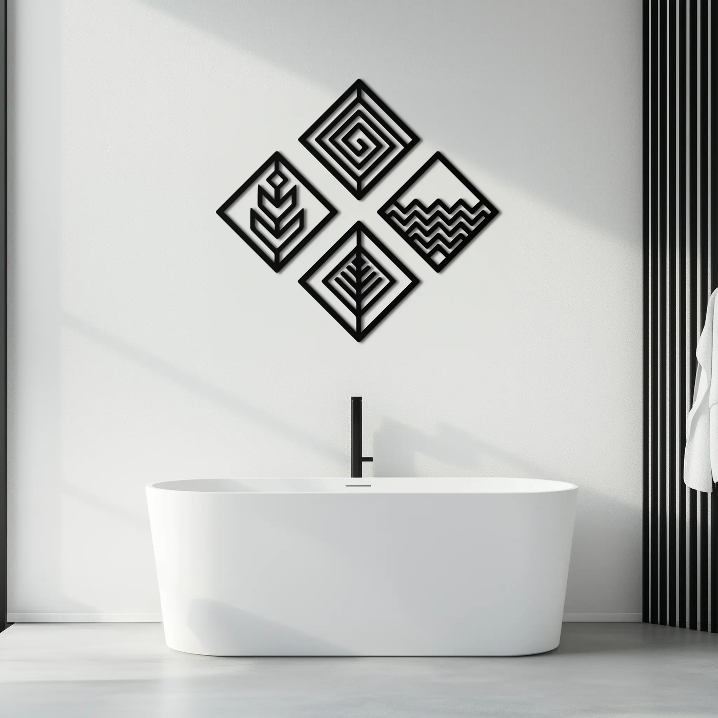 Four Elements Metal Wall Art - Modern Geometric Nature Decor- KAF173 by Enova Art