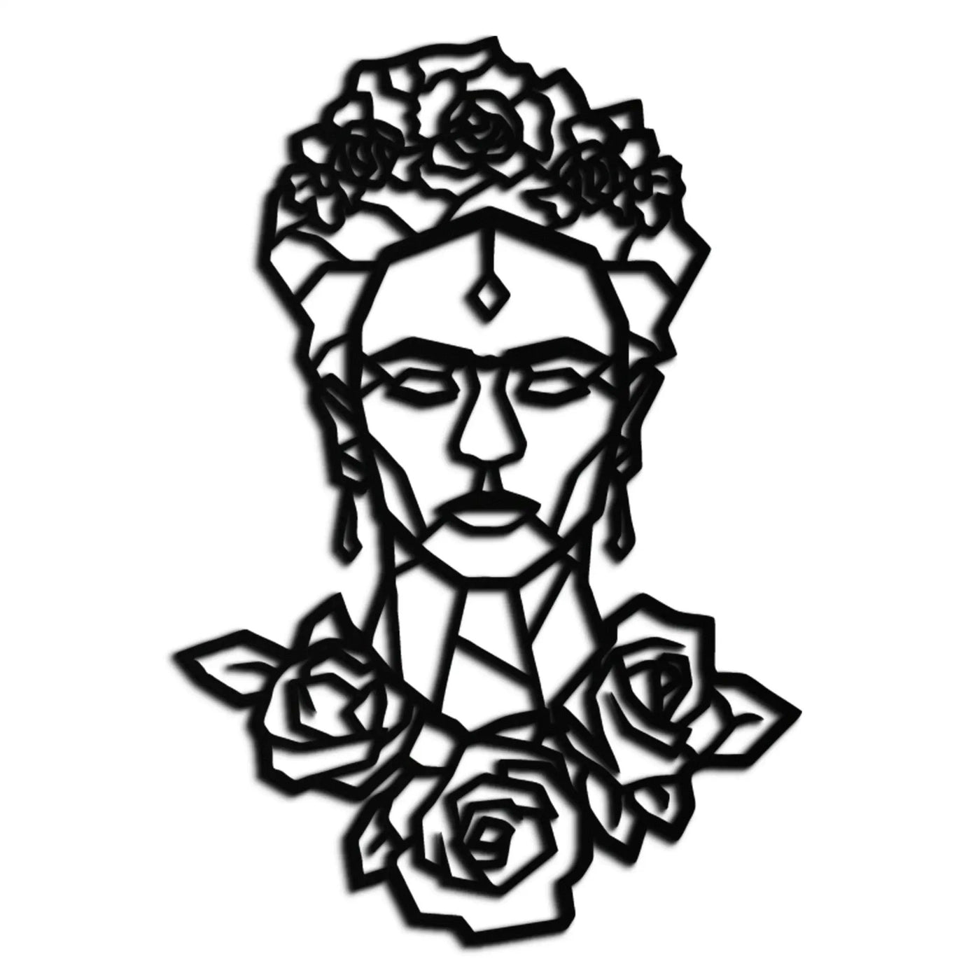 Frida Kahlo Metal Wall Art - Geometric Floral Portrait- KAF174 by Enova Art
