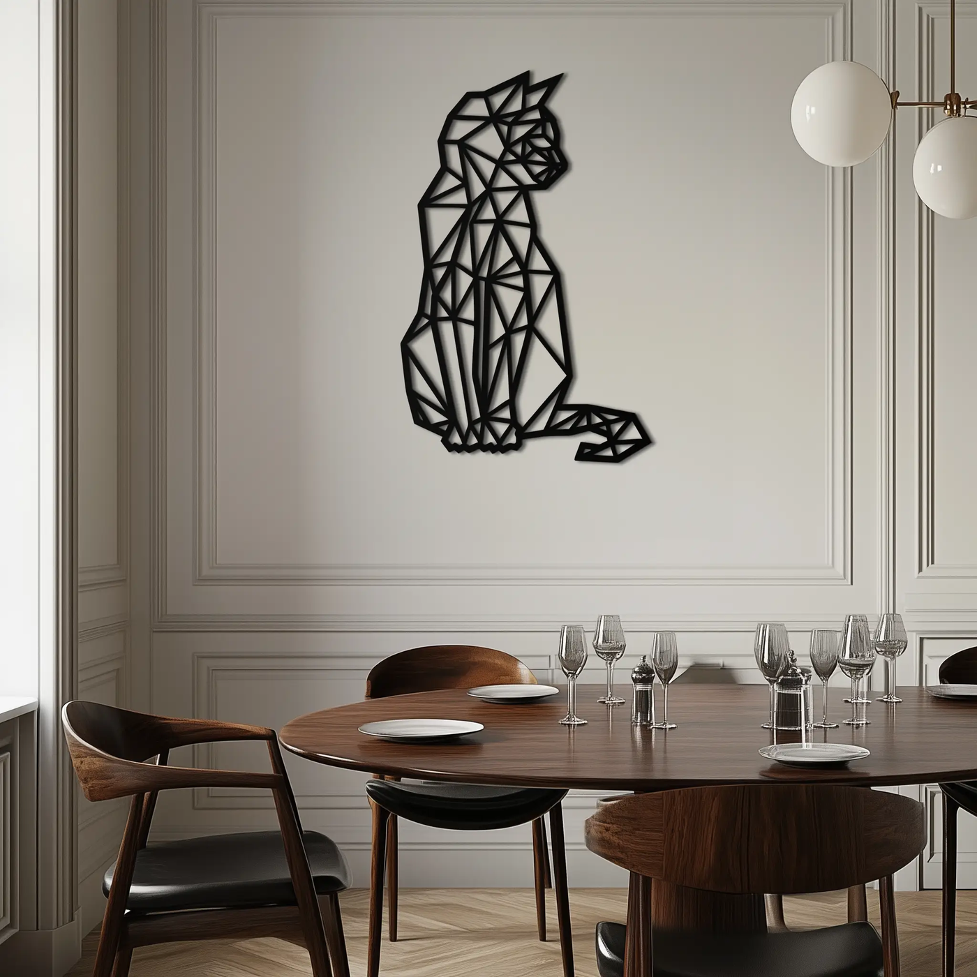 Geometric Cat Metal Wall Art - Modern Feline Home Decor- KAF176 by Enova Art