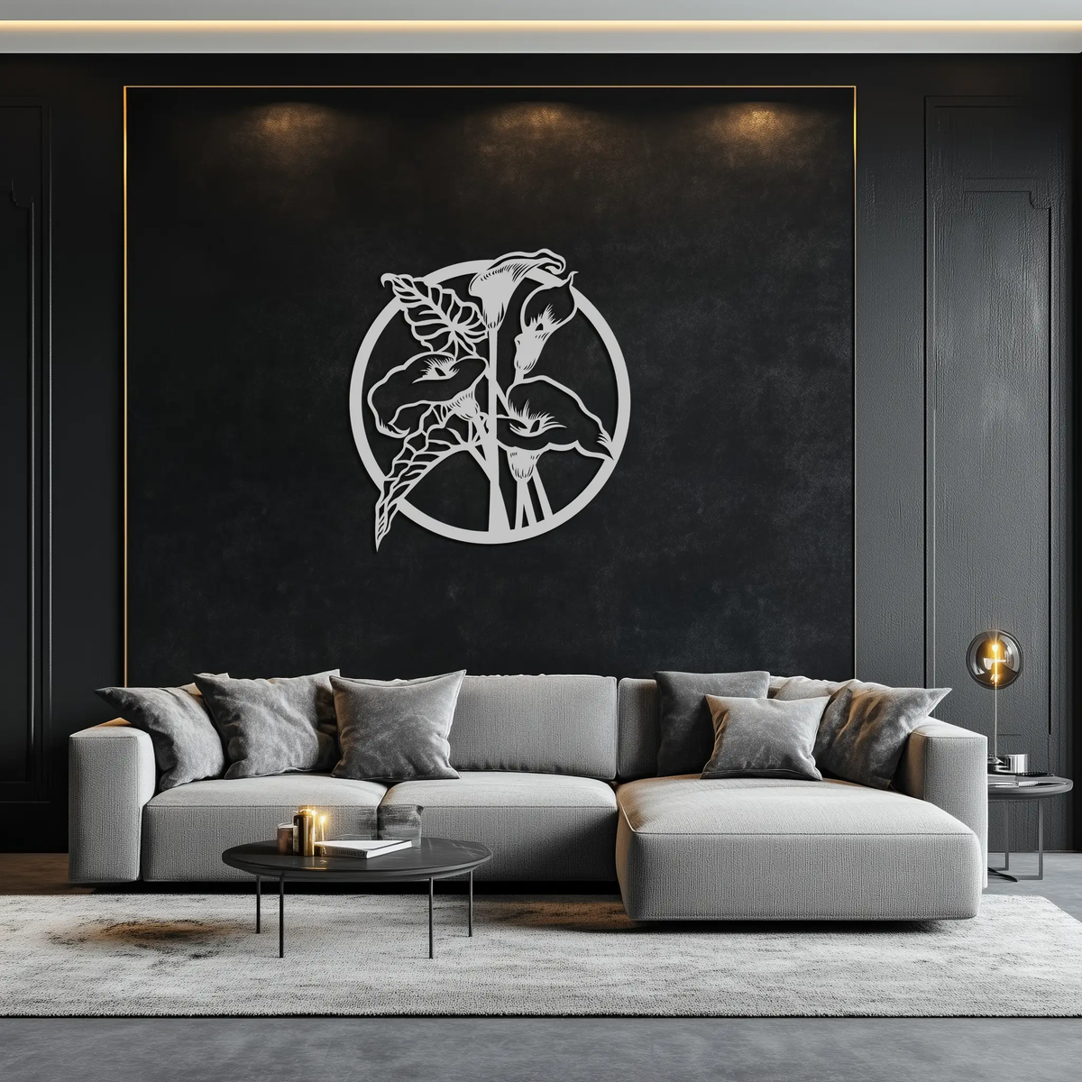 Floral Elegance Metal Wall Art - Modern Circular Flower Decor- KAF177 by Enova Art