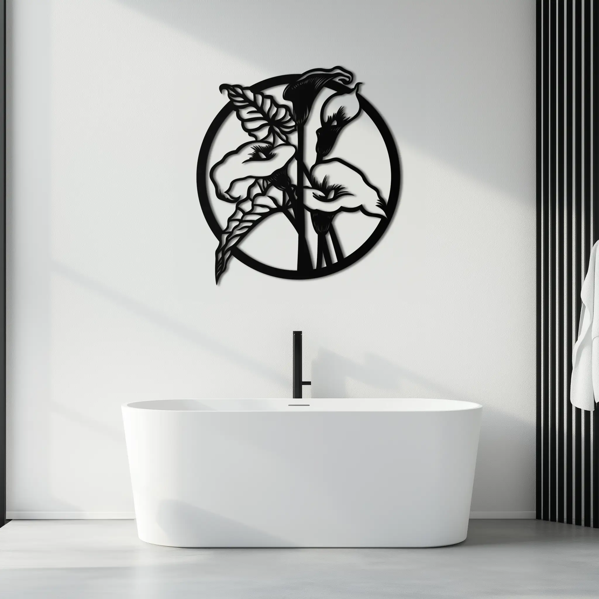 Floral Elegance Metal Wall Art - Modern Circular Flower Decor- KAF177 by Enova Art