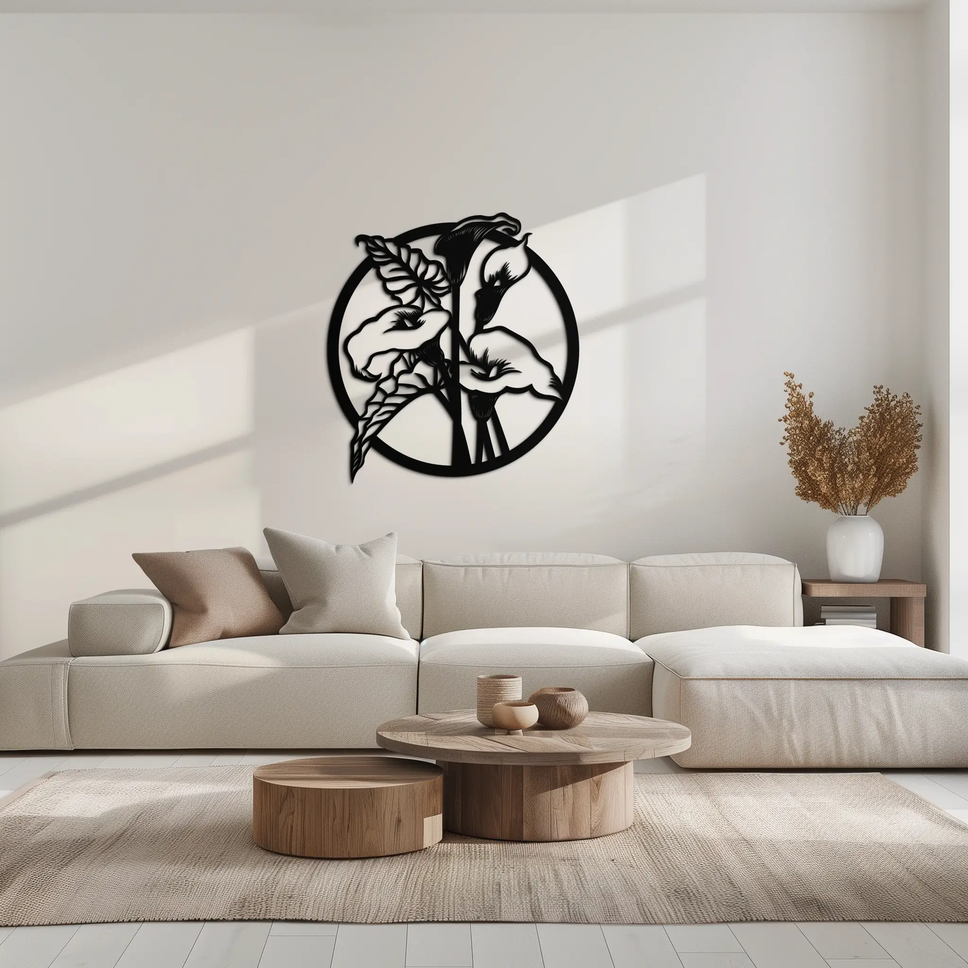 Floral Elegance Metal Wall Art - Modern Circular Flower Decor- KAF177 by Enova Art