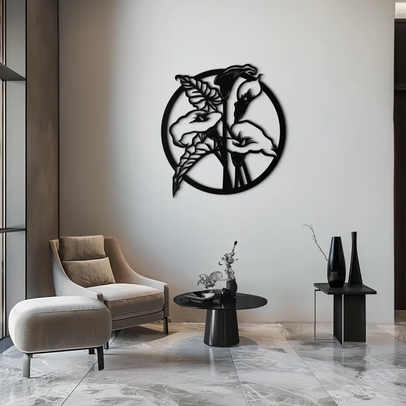 Floral Elegance Metal Wall Art - Modern Circular Flower Decor- KAF177 by Enova Art