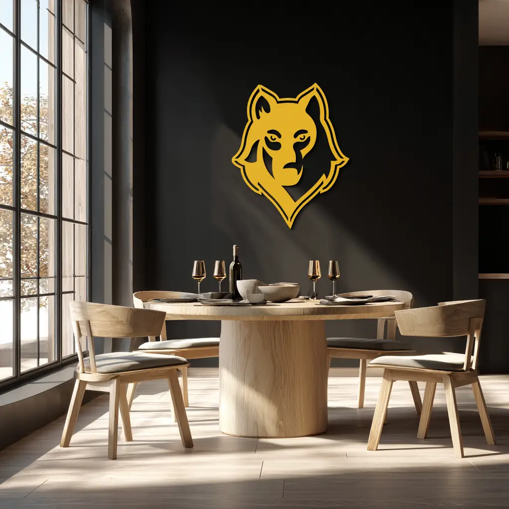 Wolf Metal Wall Art - Geometric Wolf Head Wall Decor- KAF178 by Enova Art