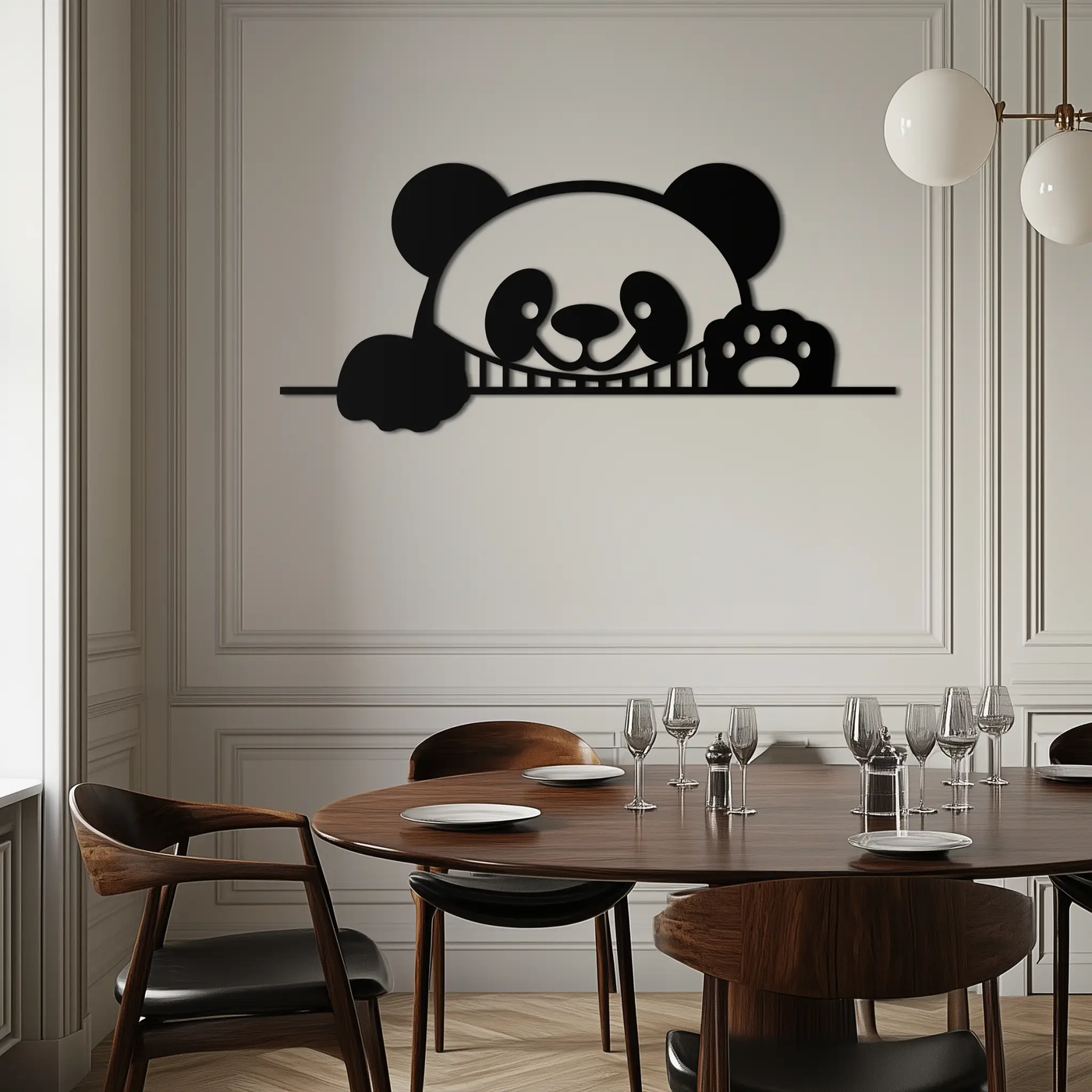 Panda Metal Wall Art - Cute Geometric Panda Decor- KAF181 by Enova Art