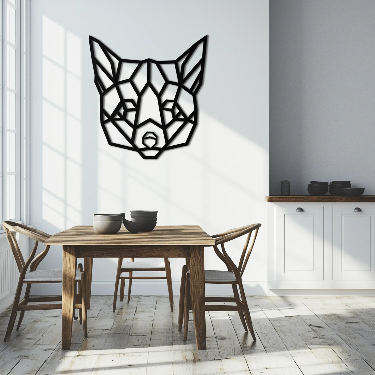 Geometric Fox Metal Wall Art - Modern Minimalist Decor- KAF182 by Enova Art