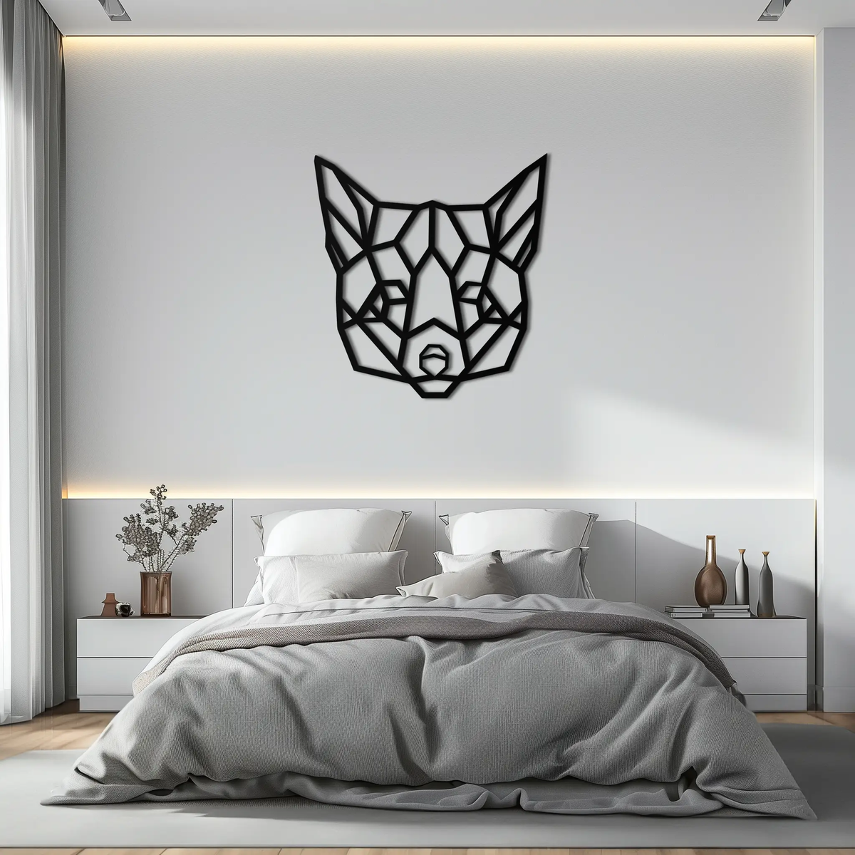 Geometric Fox Metal Wall Art - Modern Minimalist Decor- KAF182 by Enova Art