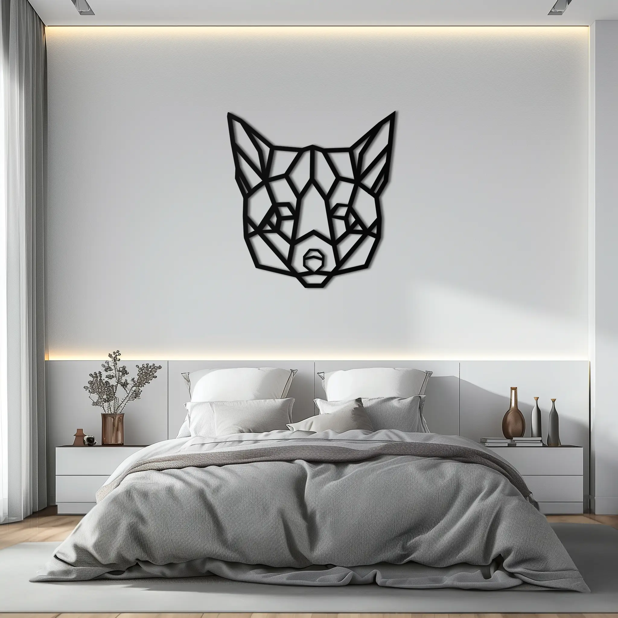 Geometric Fox Metal Wall Art - Modern Minimalist Decor- KAF182 by Enova Art