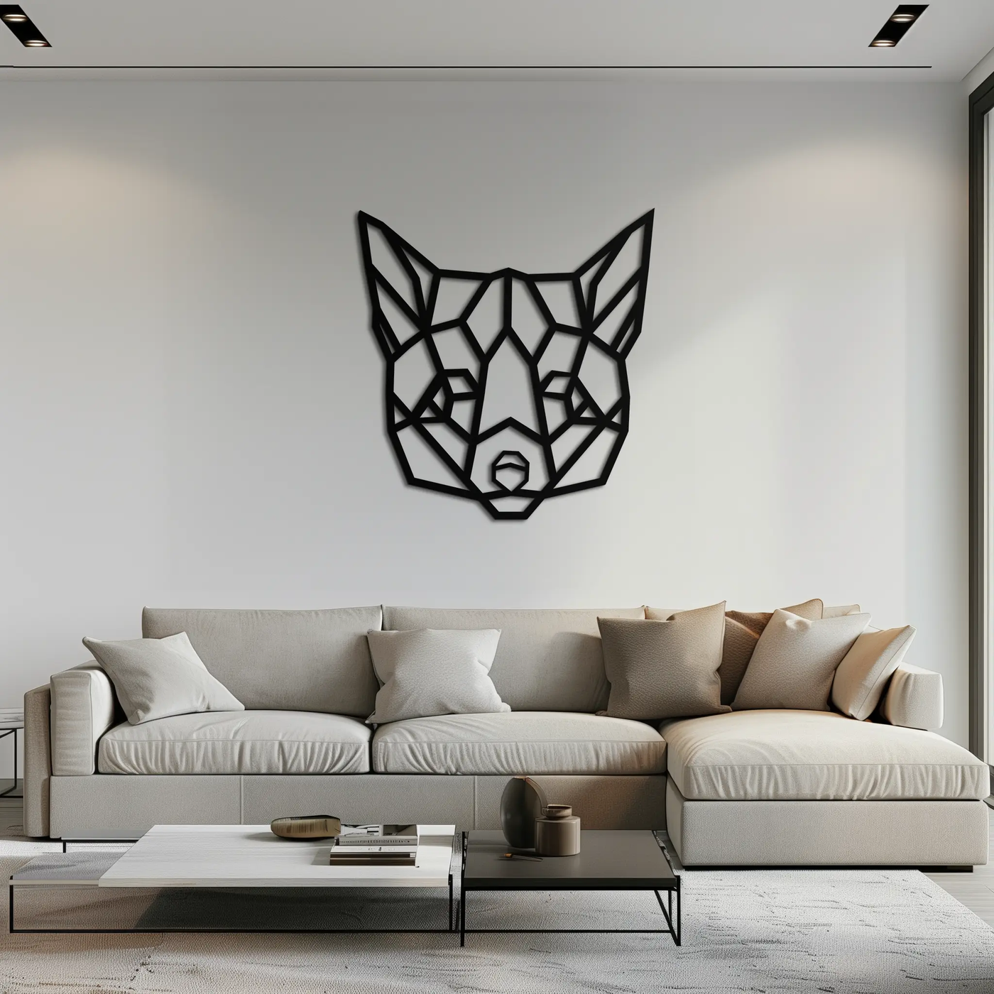 Geometric Fox Metal Wall Art - Modern Minimalist Decor- KAF182 by Enova Art