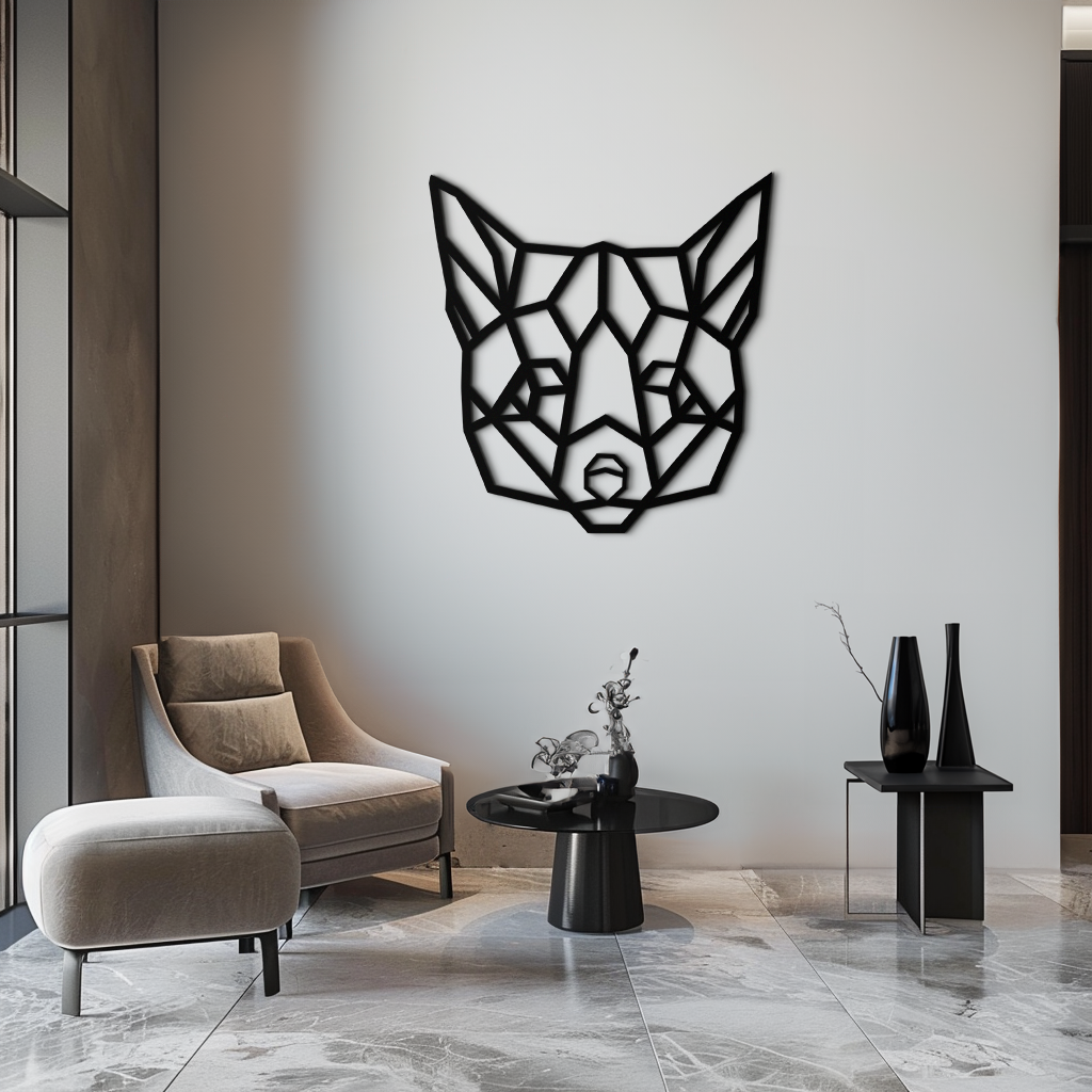 Geometric Fox Metal Wall Art - Modern Minimalist Decor- KAF182 by Enova Art