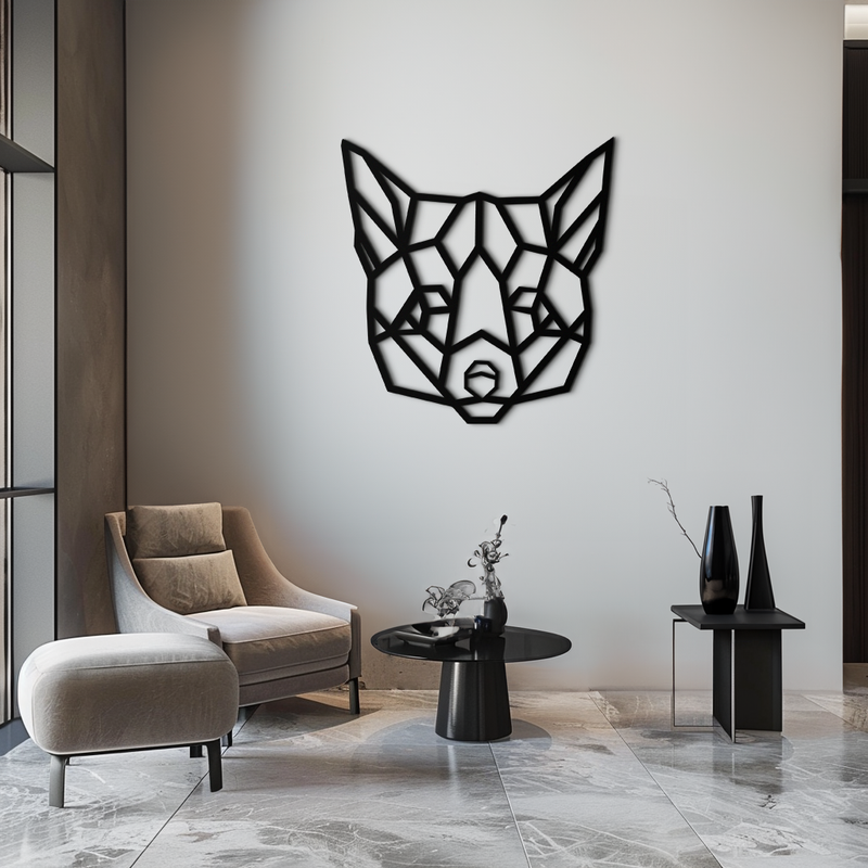 Geometric Fox Metal Wall Art - Modern Minimalist Decor- KAF182 by Enova Art