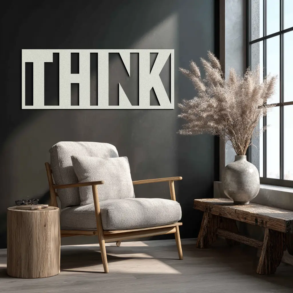 THINK" Metal Wall Art - Minimalist Inspirational Decor- KAF184 by Enova Art