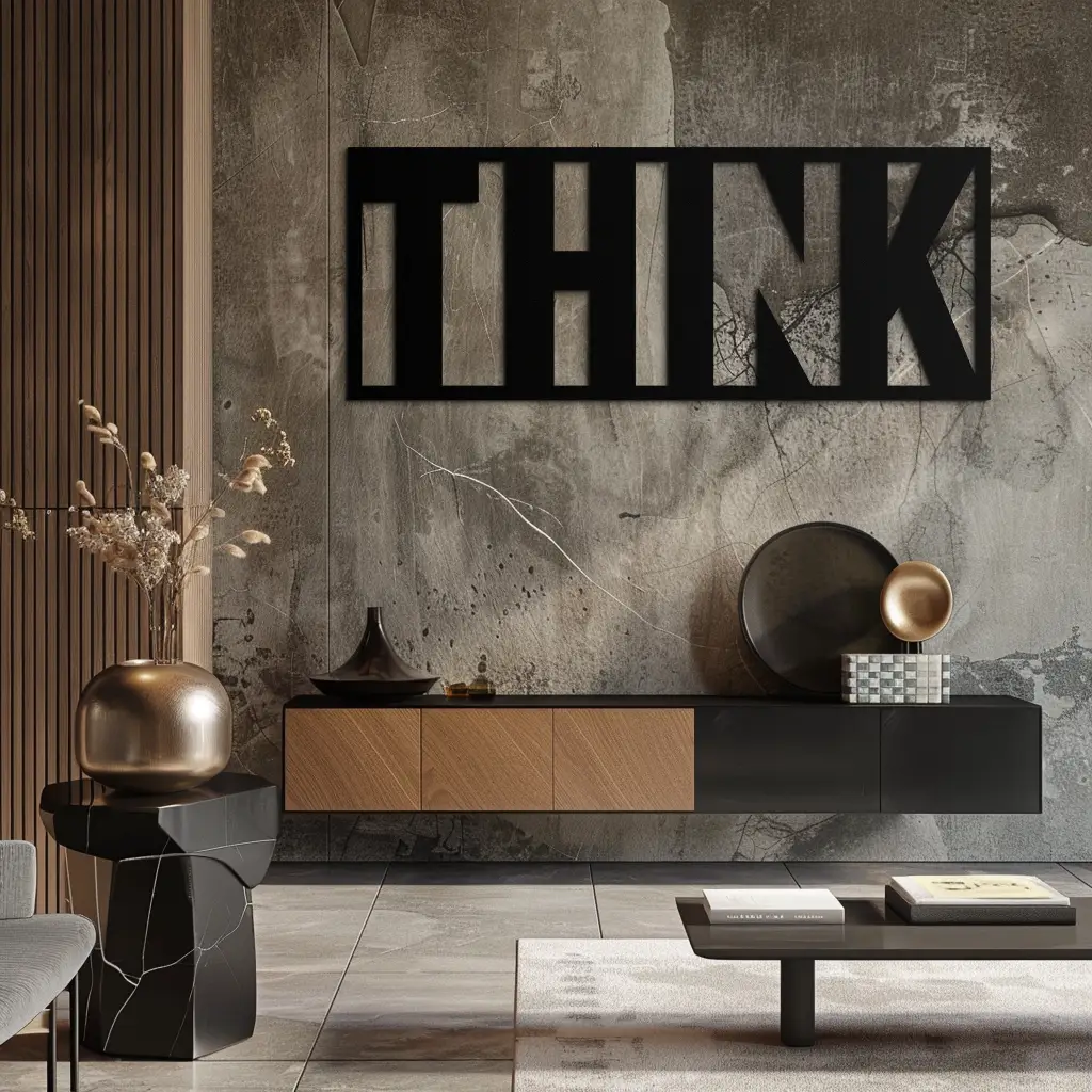 THINK" Metal Wall Art - Minimalist Inspirational Decor- KAF184 by Enova Art