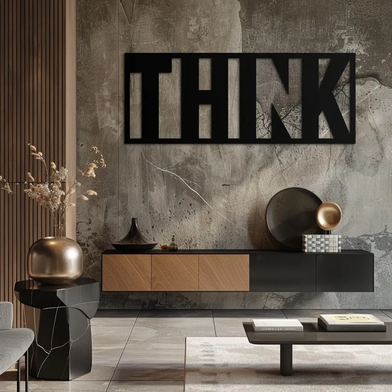 THINK" Metal Wall Art - Minimalist Inspirational Decor- KAF184 by Enova Art