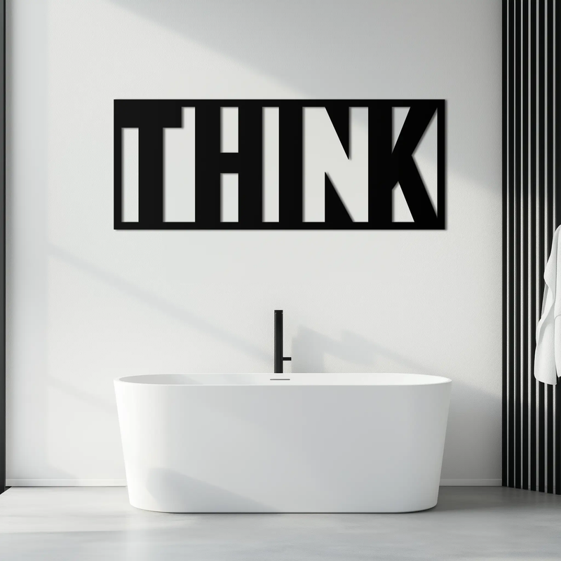 THINK" Metal Wall Art - Minimalist Inspirational Decor- KAF184 by Enova Art