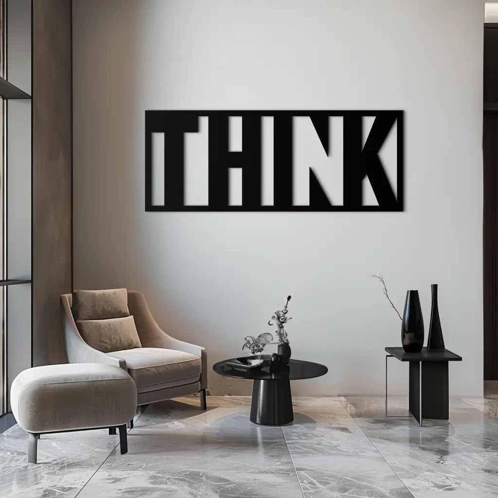 THINK" Metal Wall Art - Minimalist Inspirational Decor- KAF184 by Enova Art