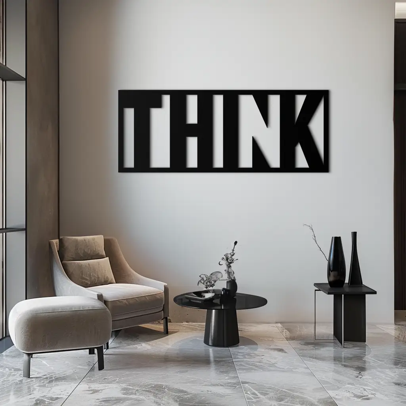 THINK" Metal Wall Art - Minimalist Inspirational Decor- KAF184 by Enova Art