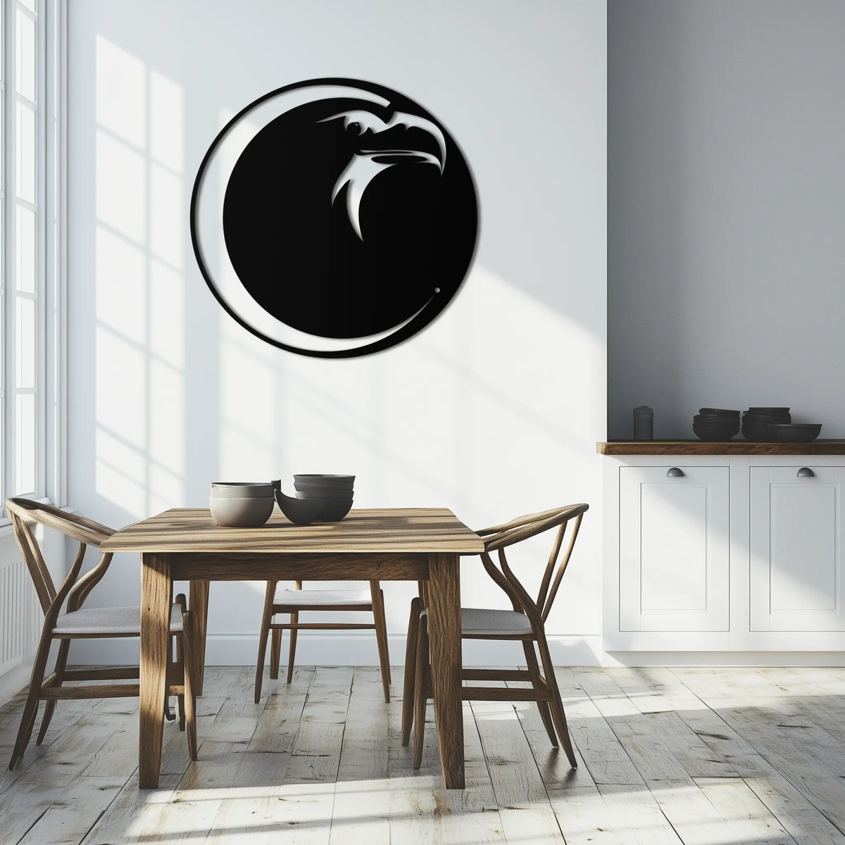 Eagle Moon Metal Wall Art - Majestic and Bold Decor- KAF185 by Enova Art