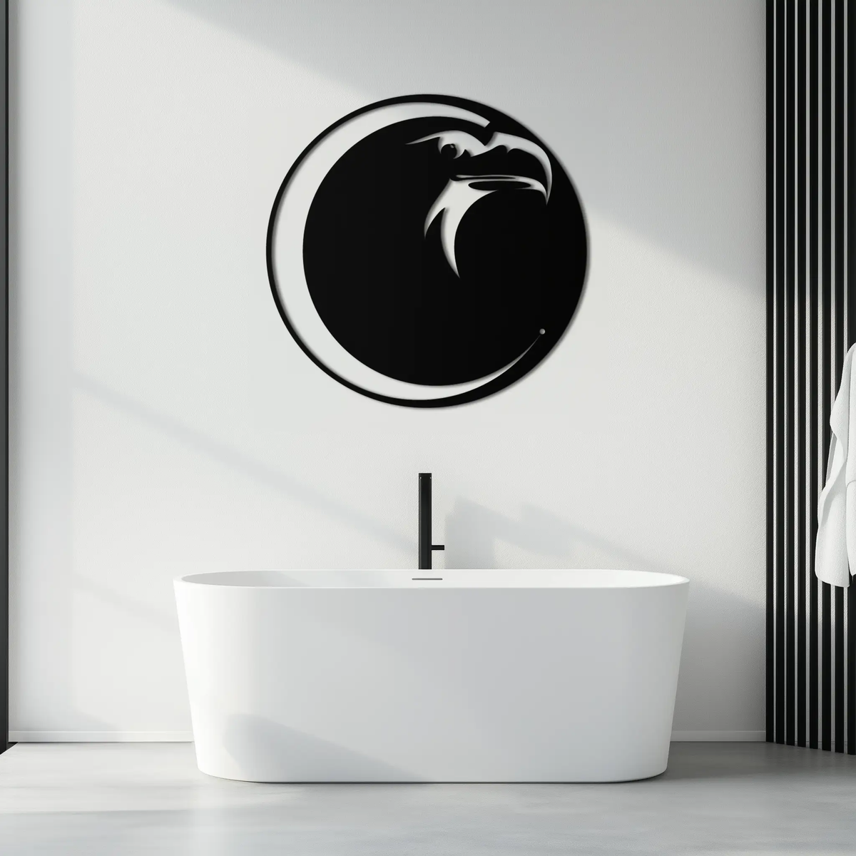 Eagle Moon Metal Wall Art - Majestic and Bold Decor- KAF185 by Enova Art