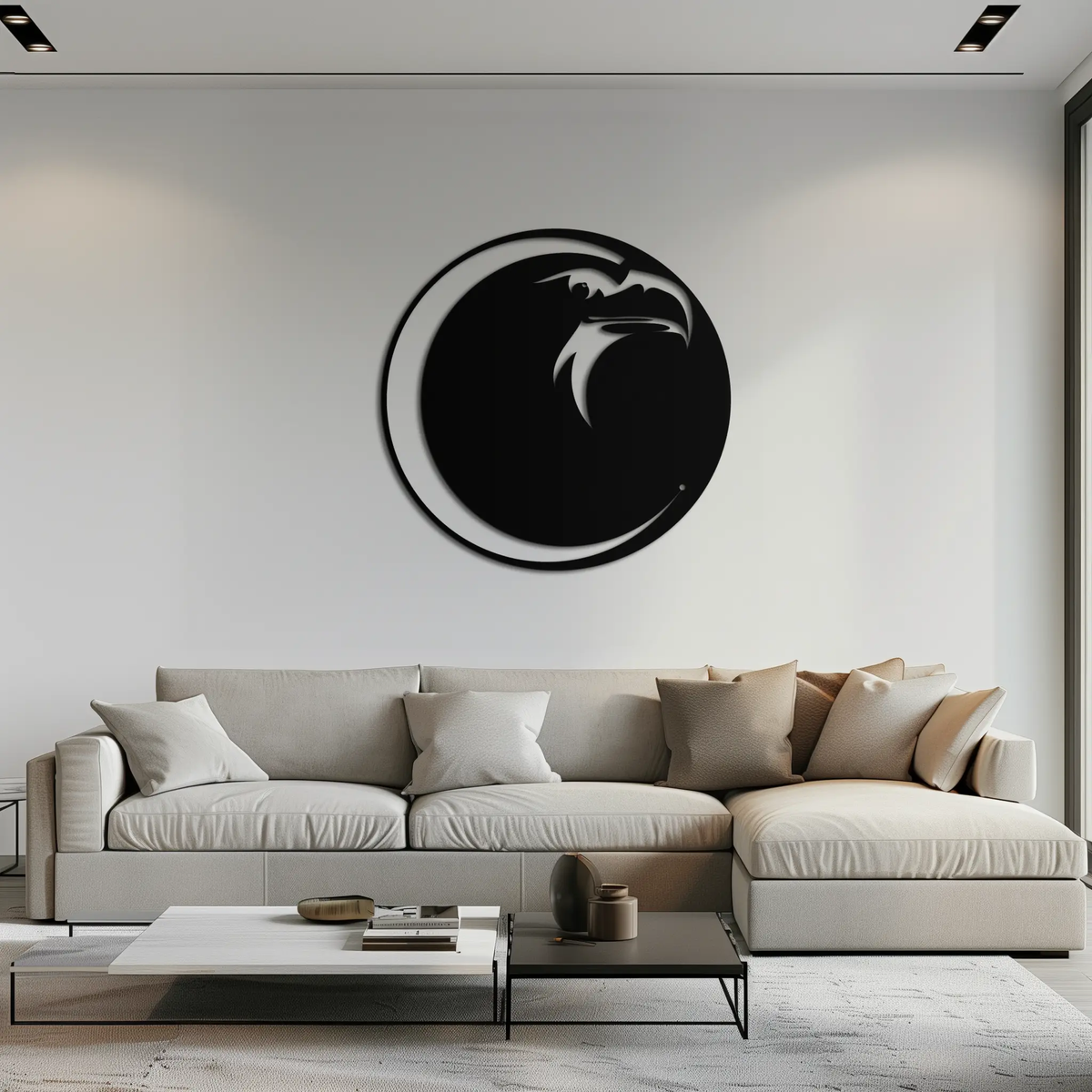 Eagle Moon Metal Wall Art - Majestic and Bold Decor- KAF185 by Enova Art