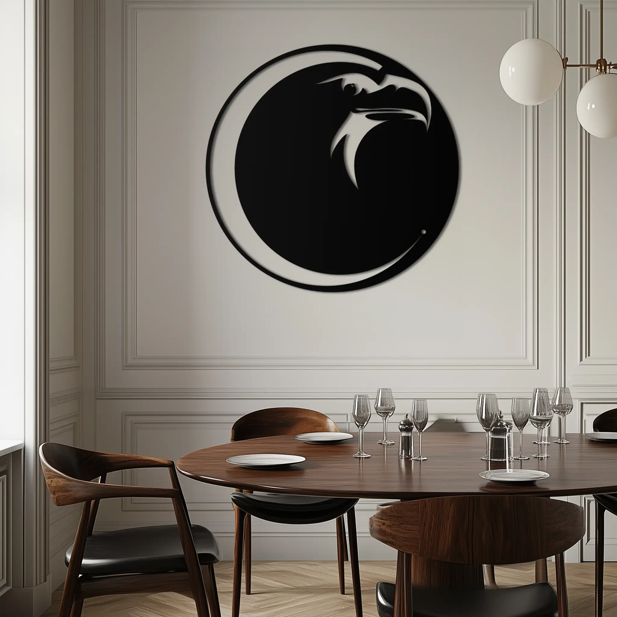 Eagle Moon Metal Wall Art - Majestic and Bold Decor- KAF185 by Enova Art