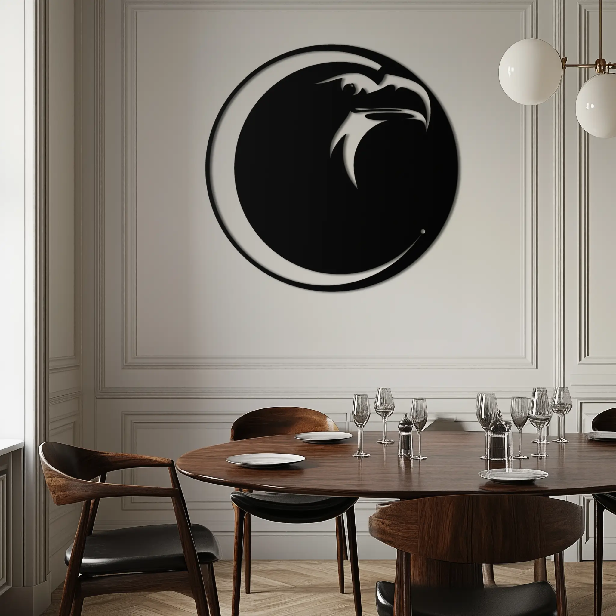 Eagle Moon Metal Wall Art - Majestic and Bold Decor- KAF185 by Enova Art