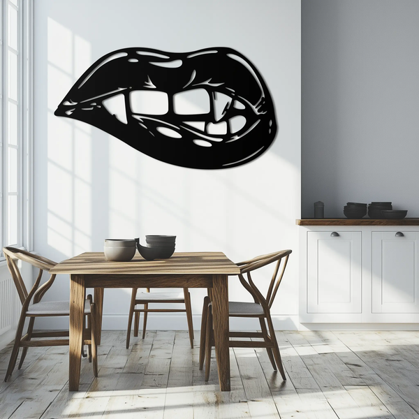 Geometric Lips Metal Wall Art - Bold & Modern Statement Piece- KAF186